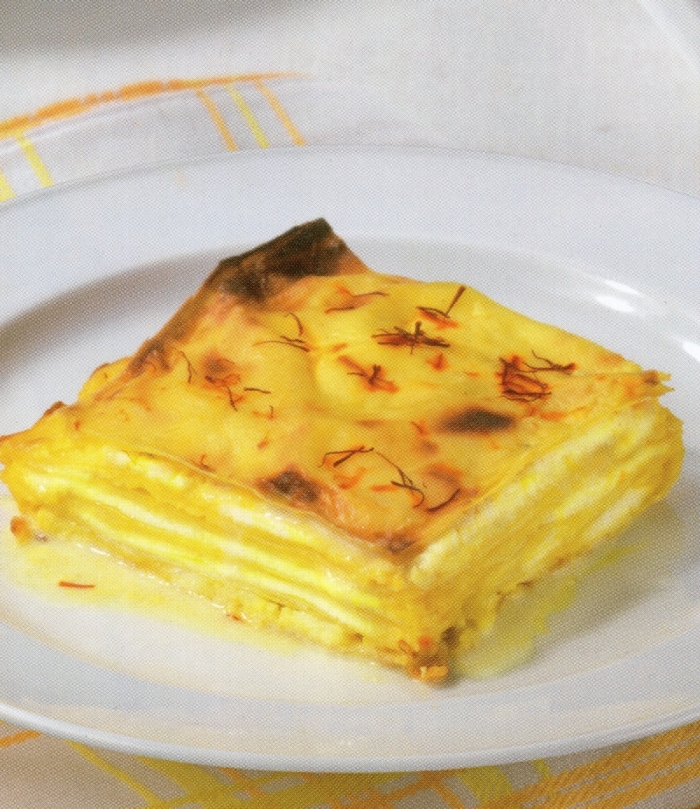 Lasagne με σαφράν και τυρί primo fiore sardo